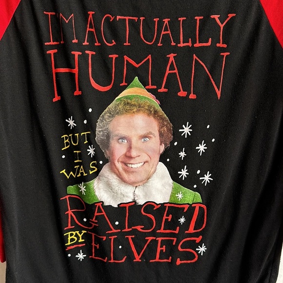 Elf “I’m Actually Human but I Was Raised by Elves” shirt, size S - Picture 2 of 4